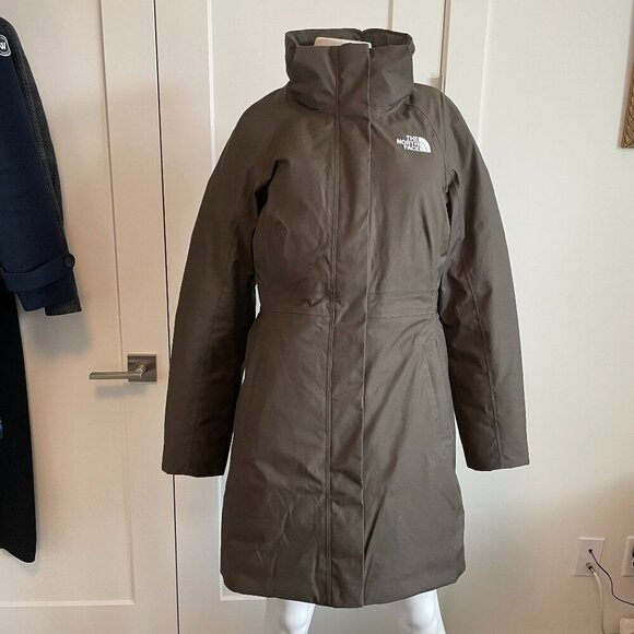 The North Face 550 Outdoor Cotton Nylon Shell Down Fill Parka Olive Green S NWOT - Picture 1 of 16